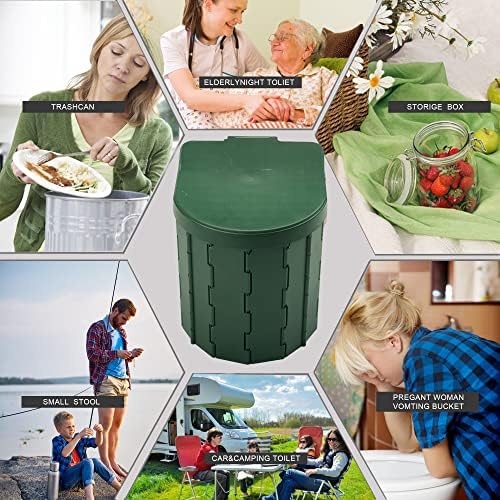 KINSPORY Camping Toilet, Portable Toilet for Adults & Kids, Foldable Potty & Outdoor Emergency Sanitation Products, Trash Can, Stool for Car Truck Camping Travel Hiking Fishing Long Trips