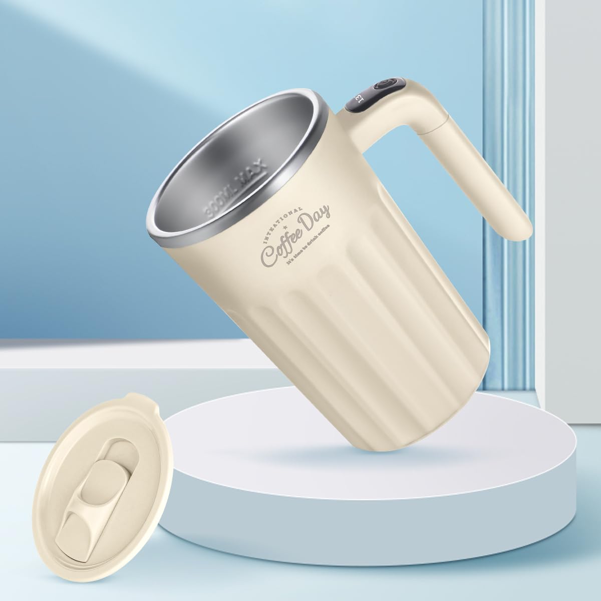 TLINNA Drink Stirrer,Self Stirring Mug,Self Stirring Coffee Mug,Suitable for Coffee, Milk, Cocoa and Other Beverages (Cream)