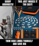 High Limb Rope Saw 53 In - Zero Effort 360 Rope Chain Saw - Sharp Manual Tree Limb Cutter - Hand Chainsaw with Ergonomic Handles and Carrying Case - Fast and Easy Pocket Chainsaw