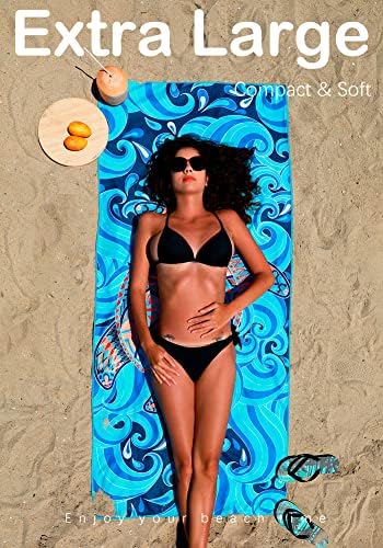 2 Pack Microfiber Lightweight Beach Towel Sand Free Quick Dry Absorbent Thin Compact Towels for Swimming Pool Camping Beach Accessories Large Easy Pack Travel Things for Vacation Essentials Gift