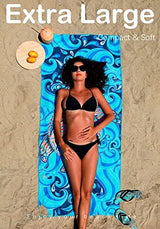 2 Pack Microfiber Lightweight Beach Towel Sand Free Quick Dry Absorbent Thin Compact Towels for Swimming Pool Camping Beach Accessories Large Easy Pack Travel Things for Vacation Essentials Gift