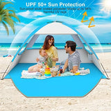Gorich Beach Tent Sun Shelter for 3/4-5/6-7/8-10 Person with UPF 50＋ UV Protection, Lightweight & Easy Setup Beach Shade Canopy, Portable Beach Shade Tent Beach Cabana