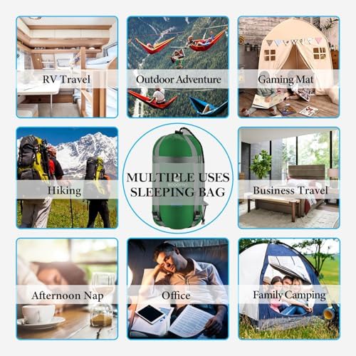 ECOOPRO Warm Weather Sleeping Bag - Portable, Waterproof, Compact Lightweight, Comfort with Compression Sack - Great for Outdoor Camping, Backpacking & Hiking-83 L x 30" W Fits Adults