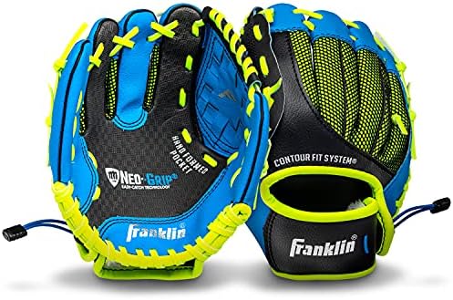Franklin Sports Youth Teeball Glove - 9.0 Inch Neo-Grip Synthetic Leather Fielding Glove - Left & Right Handed Ready To Play with Ball