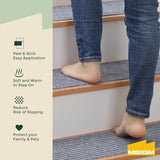 MBIGM 8" X 30" (15 in Pack) Non-Slip Carpet Stair Treads Non-Skid Safety Rug Slip Resistant Indoor Runner for Kids Elders & Pets with Reusable Adhesive - Light Gray - Carpet Pads for Stairs