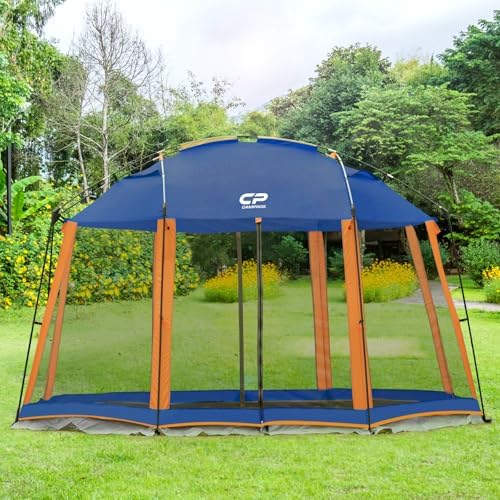 CAMPROS CP Screen House 13 x 13 Ft Screened Mesh Net Wall Canopy Tent Screen Shelter Gazebos for Patios Outdoor Camping Activities - Blue