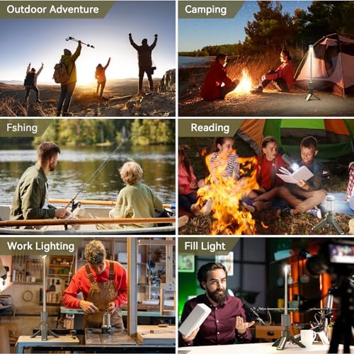 MORIKO Camping Lights Rechargeable Telescopic, Portable Collapsible Magnetic Lantern Camping Essentials, 10,500mAh IP67 Waterproof LED Flashlights, Camping Gear for Hiking Fishing Travel Emergency