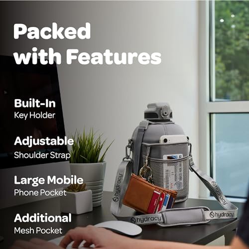 Hydracy Water Bottle with Time Marker -Large BPA Free Water Bottle & No Sweat Sleeve -Leak Proof Gym Bottle with Fruit Infuser Strainer & Times to Drink -Ideal for Fitness Sports & Outdoors