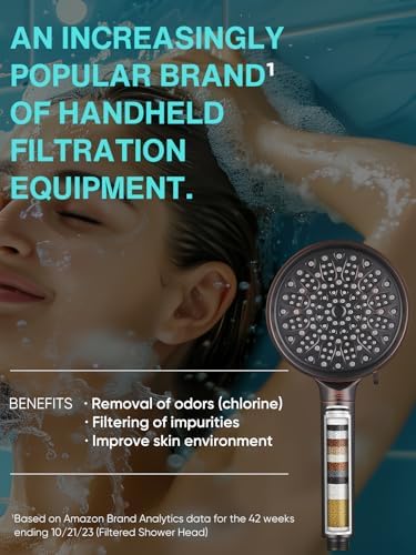 Cobbe Filtered Shower Head with Handheld, High Pressure 6 Spray Mode Showerhead with Filters, Water Softener Filters Beads for Hard Water - Remove Chlorine - Reduces Dry Itchy Skin, Oil Rubbed Bronze