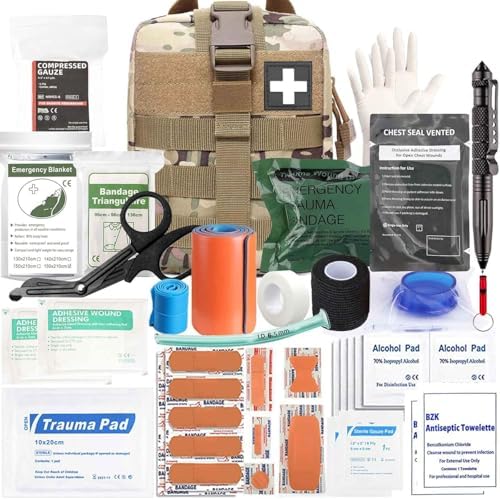 Ifak Trauma Kit, 74 Piece Upgrade Tactical First Aid Supplies, Molle Ifak Pouch Rip Away Refill Supplies for Survival Camping Hiking Travel