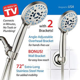 Hotel Spa AquaCare High Pressure 8-mode Handheld Shower Head - Anti-clog Nozzles, Built-in Power Wash to Clean Tub, Tile & Pets, Extra Long 6 ft. Hose, Wall & Overhead Brackets - 1.8 GPM