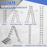 HBTower A Frame 5 Step Extension Ladder, 19 Ft Multi Position Ladder with Removable Tool Tray and Stabilizer Bar, 330 lbs Capacity Telescoping La dder for Household and Outdoor Work (Blue, 19FT)