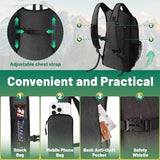 Lightweight Packable Backpack for Women Men - 20L Small Waterproof Foldable Daypack for Travel, Hiking, and Daily Use, Adjustable Chest Strap Multiple Pockets, Black