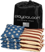 Play Platoon Cornhole Bags Weather Resistant- Set of 8 Regulation Bean Bags for Tossing- Official Professional Size & Weight Corn Hole Bags Two Color All Weather Cornhole Beans Bag Set with Tote Bag