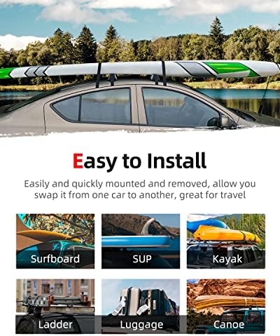 Abahub Soft Roof Rack Pads for Surfboard, SUP, Kayak, Canoe, Heavy Duty Universal Car Roof Racks System for Padle Boards, Compatible with SUVs, Sedans, Hatchbacks, 2-Door or 4-Door Cars