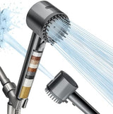 Cobbe Filtered Shower Head with Handheld, High Pressure 5-mode Showerhead with Filters, Built-in Power Wash for Hard Water - Remove Chlorine - Reduces Dry Itchy Skin, Gray