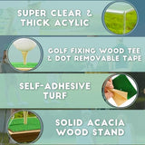 JupDec Golf Ball Display Case Clear Acrylic Memorabilia Stand Cube Holder with Wood Base & Tee, Dust Protection Transparent Storage Box for Single Ball Souvenir Golfball Collections, Brown, 1 Pack