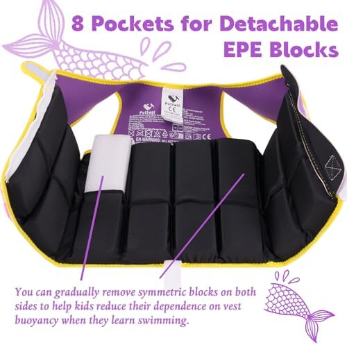 Pottwal Swim Vest for Kids - Swim Jacket for 1-2 Years (24-33LBS) - Buoyancy Aid Made of Neoprene & EPE - with Adjustable Crotch Strap