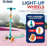 3-Wheel Kids Scooter - Lean-to-Steer Technology, Adjustable Height Handlebar, Wide Deck, Scooter for Boys & Girls Ages 3+, Child Safety Approved, Support Riders Up To 165 lbs, Light Blue/Orange