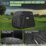 10L0L 2/4/4+2 Passenger Golf Cart Cover Fits for Yamaha EZGO Club Car, 420D Waterproof Durable Polyester Golf Cart Cover with Three Zipper Doors Windproof Sunproof - Black/Army Green/Sliver