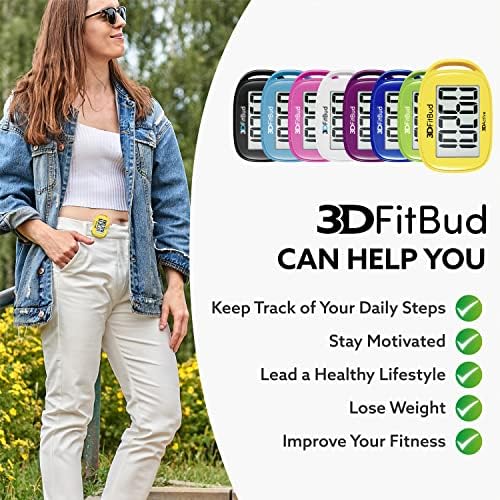 3DFitBud Simple Step Counter Walking 3D Pedometer from 3DActive with Clip & Lanyard - A420S