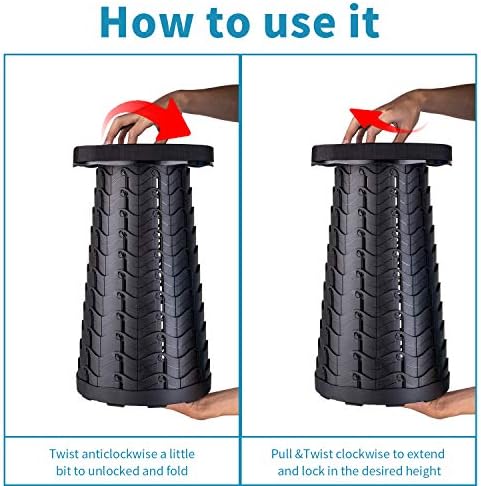 Boreeman 2-Pack Collapsible Stool, Lightweight Yet More Sturdy with Load Capacity 400lbs, Upgraded Portable Stool for Camping Fishing Hiking BBQ