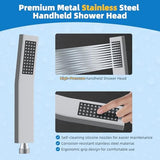 Hibbent All Metal Shower Head, 10'' High Pressure Rainfall Shower Head, Showerhead Combo, Handheld Shower Wand, 12'' Adjustable Curved Shower Extension Arm, 71'' Hose, Shower Head Holder, Chrome