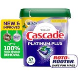 Cascade Platinum Plus Dishwasher Pods, Dishwasher Detergent, Dish Detergent Soap, Lemon, 57 Count