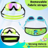 Vvinca Kids Swim Goggles for Age 2-8, Toddler-Goggles with Fabric Strap No Leak Pain-Free, Anti-Fog Goggles for Girls Boys