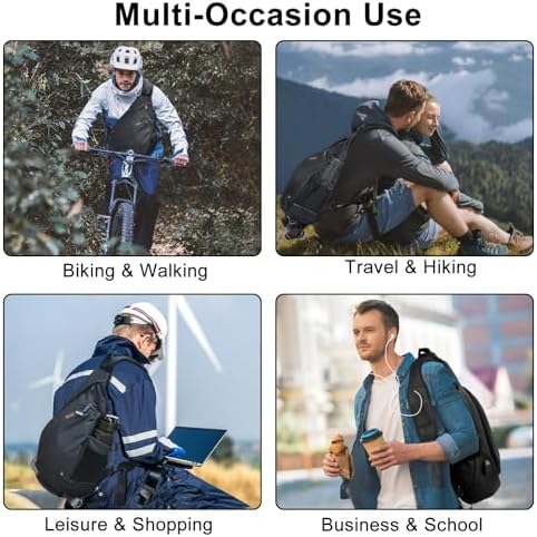 TUDEQU Sling backpack, 8 Pockets Sling Bag Crossbody, 19L Large Sling Bag for Men Travel Crossbody Backpack Hiking Outdoor