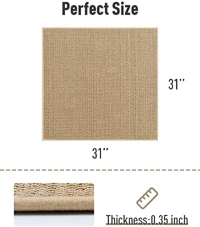 PADOOR Non Slip Stair-Treads Matching-Mat for Wooden Steps, Square Rubber Backing Non Slip Stair Landing Mat 30x30 inch