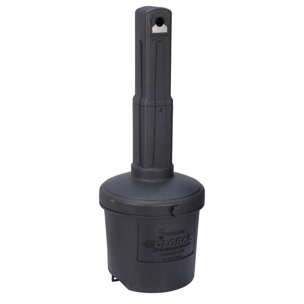 Global Industrial Large Capacity Free Standing Outdoor Ashtray with Round Base, 15" Diameter x 39"H, 5 Gallon Capacity Cigarette Receptacle, Plastic, Black