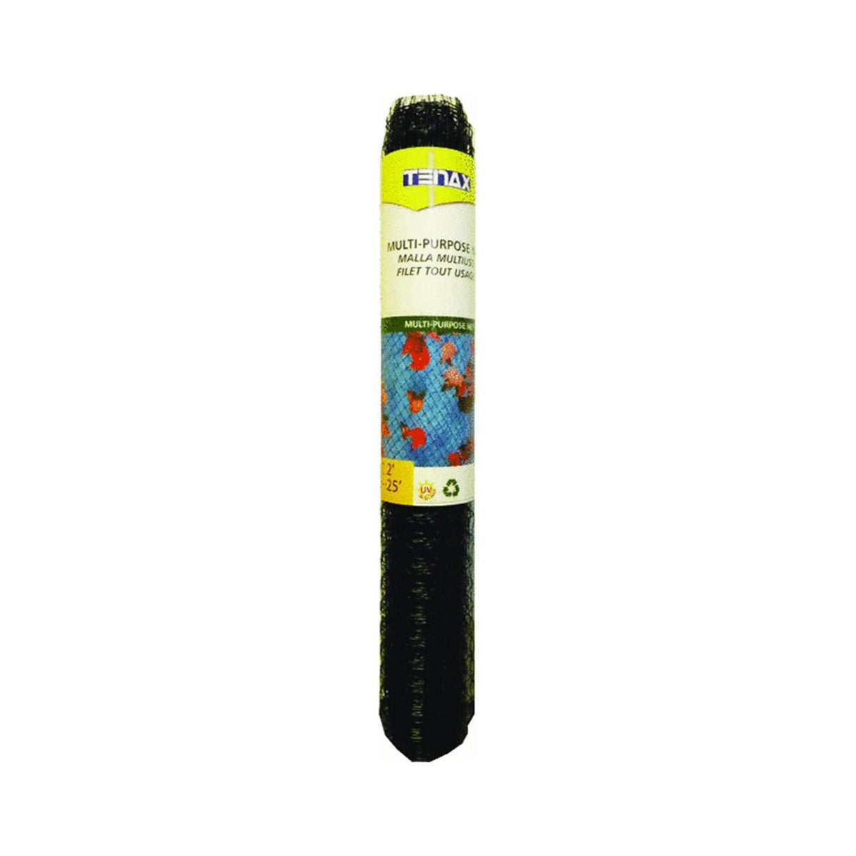 Tenax Multi-Purpose Netting - Black Plastic Mesh Netting - 2' x 25' - Polyethylene