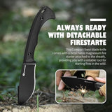 7.68" EDC Survival Knife with Fire Starter L-Y, Small EDC Full Tang Fixed Blade Knife with Sheath, Belt Clip, Full Black