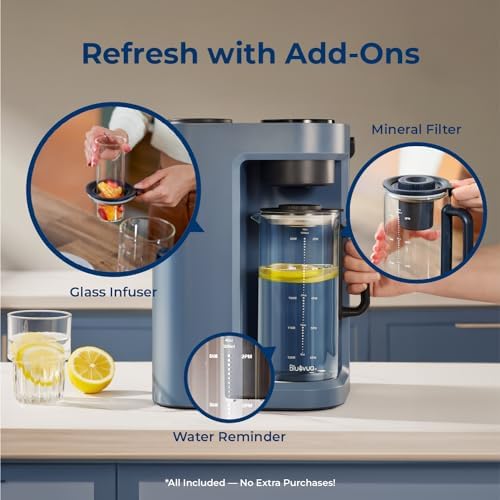 Bluevua RO100ROPOT-Lite(UV) Countertop Reverse Osmosis Water Filter System, 7-Stage Purification with UV and Remineralization, 3:1 Pure to Drain, Portable Water Purifier (Blue)