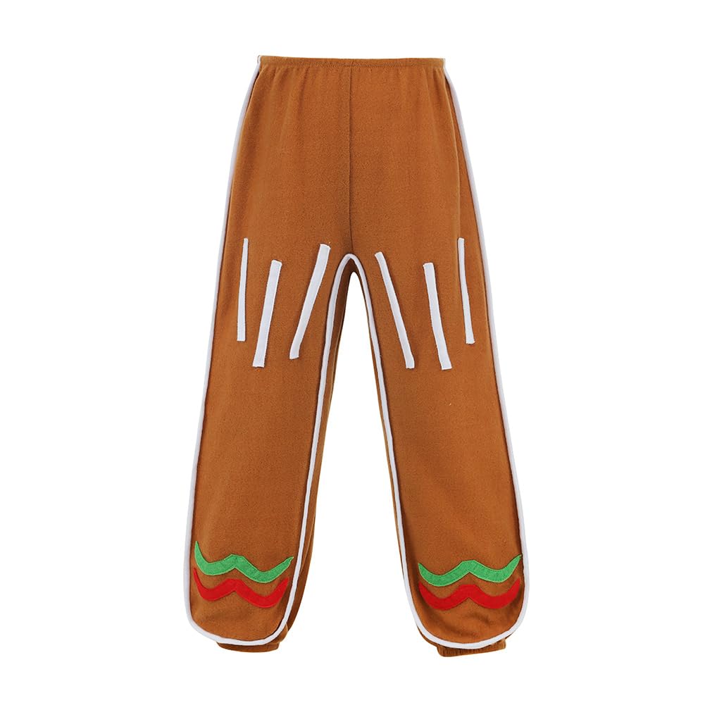 yolsun Children Gingerbread Man Costume Christmas Outfit Funny Cosplay Hooded Clothes(8-9 Years,Brown)