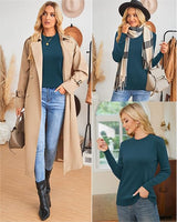 Arach&Cloz Womens Sweaters Trendy 2024 Long Sleeve Crew Neck Ladies Knit Tops Business Casual Outfits Fall Clothes Dressy Clothing Christmas(A-Green,M)