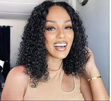 ISEE Hair Wear and Go Glueless Wigs Bob Wigs Human Hair Pre Plucked Water Wave Lace Front Wigs Human Hair Upgraded No Glue Transparent Lace Closure Wigs Human Hair for Women Natural Black 14 Inch