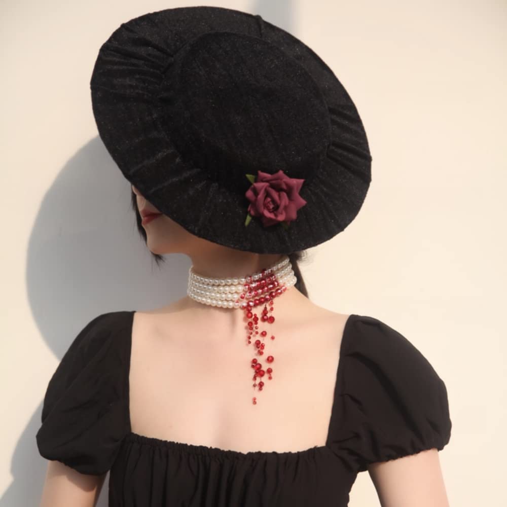 Handmade Vampire Choker, Dripping Blood Imitation Pearl Necklace Halloween Party Costume