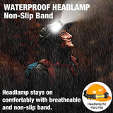 LED Headlamp, 1000lumens 230° Widebeam Headlight, USB Rechargeable HeadLamp with Red Taillight, Lightweight Waterproof Headband Light for Camping Running Hiking, Hard Hat Headlamp