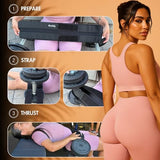 Hip Thrust Belt For Dumbbells Heavy, Kettlebells, Plates Up to 500 LBS, Hip Thrust Band for Women/Men, Double Hook & Loop Booty Builder, Glute Workout Equipment for All Shapes, Both Home/Gym.