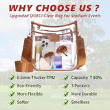 3 Pockets Large Clear Bag for Stadium Events with 2 Long Straps Purse for Women Crossbody Bag Concert Stadium Approved