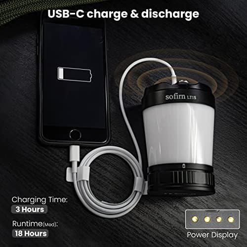 Sofirn LT1S LED Camping Lantern, Rechargeable Lantern with Dimmable 2700K - 6500K Light, red Light, 500 Hours Battery Life for Power Outages, Hiking, Camping, Emergency