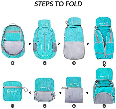 ZOMAKE 25L Ultra Lightweight Packable Backpack, Foldable Hiking Backpacks Water Resistant Small Folding Daypack for Travel(Aqua Blue)