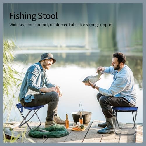 Camping Stool, Portable Folding Stool, Aluminum Ultralight Backpacking Stool Suitable for Outdoor Gardening and Beach Hiking Fishing (Blue, 13.5 High)