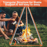 HaSteeL Camping Tripod for Outdoor, Adjustable Portable Cooking Tripod with 17”Folding Grill Grate, Stainless Steel Campfire Grill Stand Hanger for Dutch Oven Hunting Beach BBQ Fire Pit, Easy Assemble