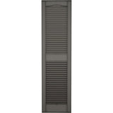 Ekena Millwork Lifetime Vinyl LL1S14X06700TG Standard Cathedral Top Center Mullion, Open Louver Vinyl Shutters, w/Installation Shutter-Lok's & Matching Screws (Per Pair), 14.5"W x 67"H, Tuxedo Grey