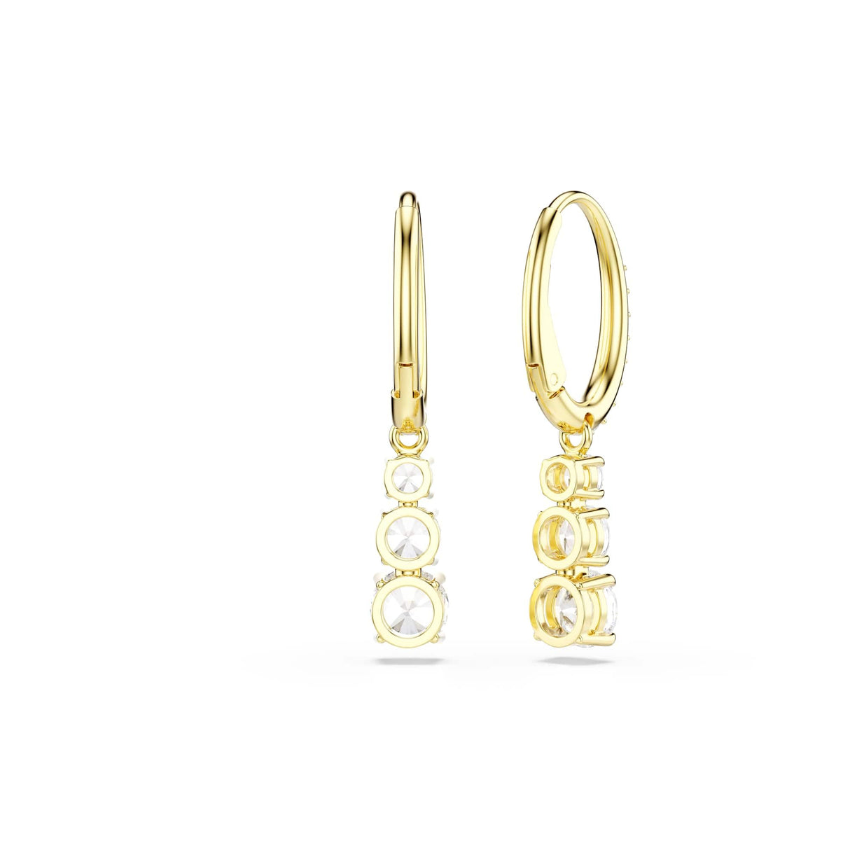 Swarovski Stilla Attract hoop earrings, Round cut, White, Gold-tone Finish