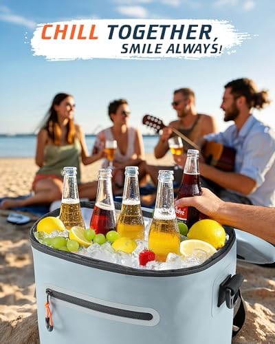 Soft-Sided Cooler Bag, 7/16/30 Can Portable Ice Chest Box, Waterproof, Leak-Proof, Insulated Cooler for Lunch, Beach, Drink, Beverage, Travel, Camping, Picnic