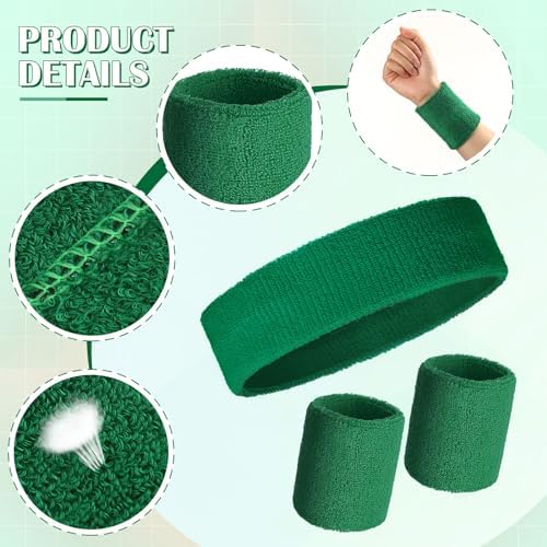 Bememo 6 Pcs Neon Sports Sweatbands Set Paris Sports Competitions Sweatbands 2 Headband 4 Wristbands Breathable Terry Cloth Athletic Bands for Basketball Tennis Costumes Cosplay